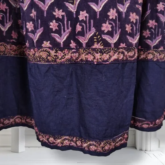 Vintage 70s Phool Indian Cotton Gauze Block Print Peasant Dress Size 4 Boho - Picture 10 of 16
